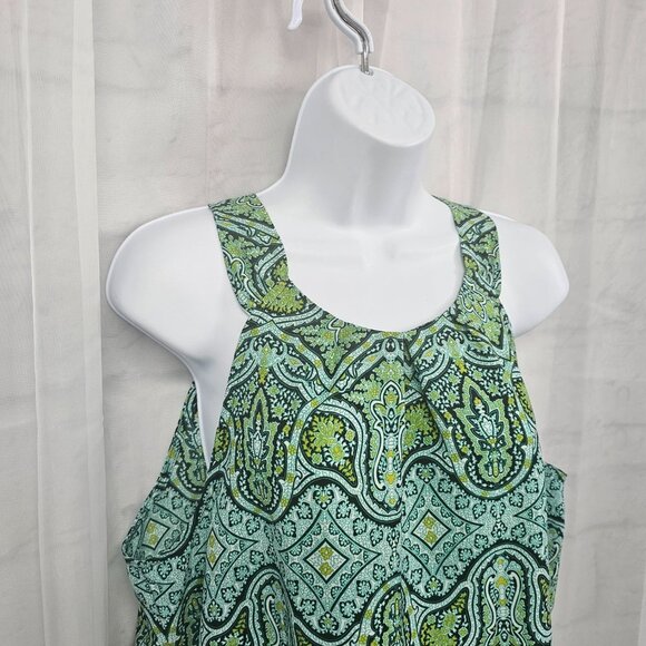 Ann Taylor Green White Boho Tank Top Festival Stripes Retro 14 - Picture 3 of 11